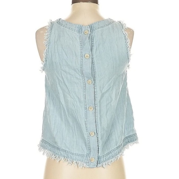 T Tahari denim raw edge denim tank top medium - Picture 7 of 10